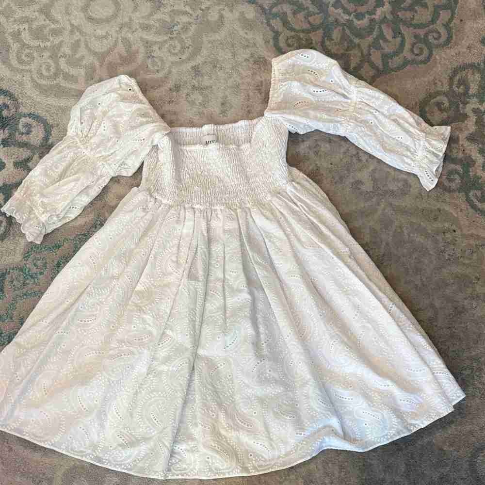 White Eyelet Dress with Puff Sleeves